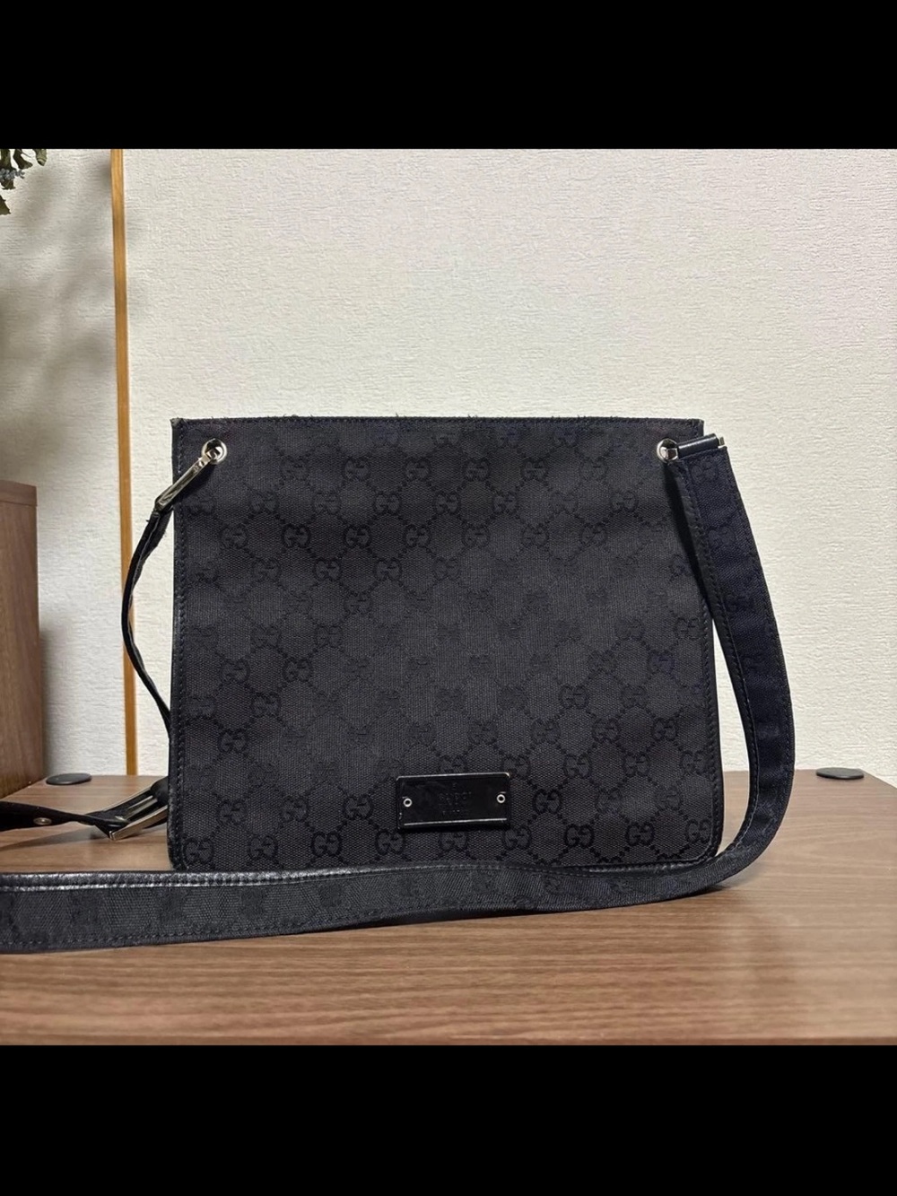 Gucci Black GG Monogram Canvas Shoulder Bag